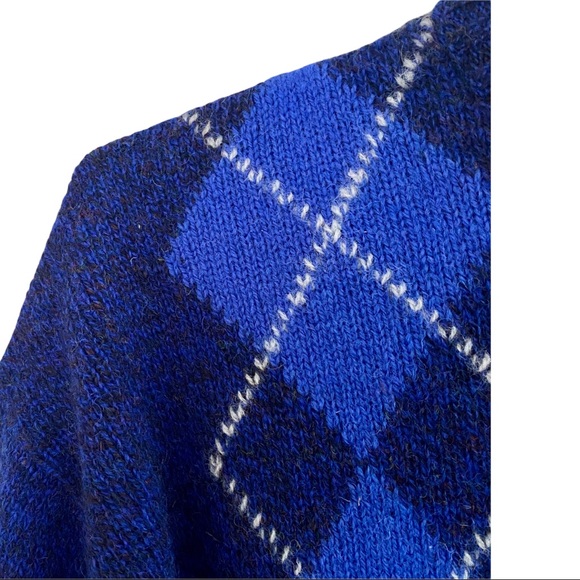 Christopher Hayes Irish Wool Argyle Sweater Blue Tan Size XL - Picture 3 of 8